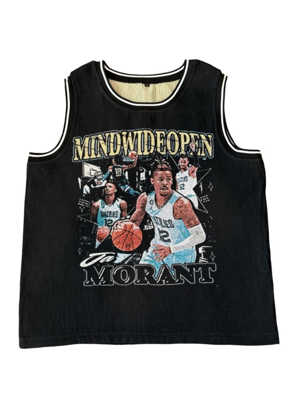 Men’s Basketball Graphic Tank Top Woven Jersey Style NBA Morant Oversized Small